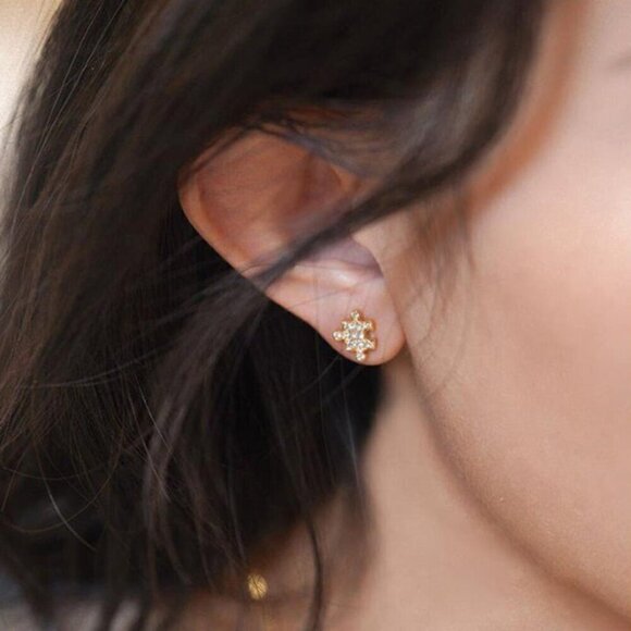 Jigsaw Piece 14K Overlay Silver Zircon Choice of Necklace or Pair of Earrings - Picture 4 of 6